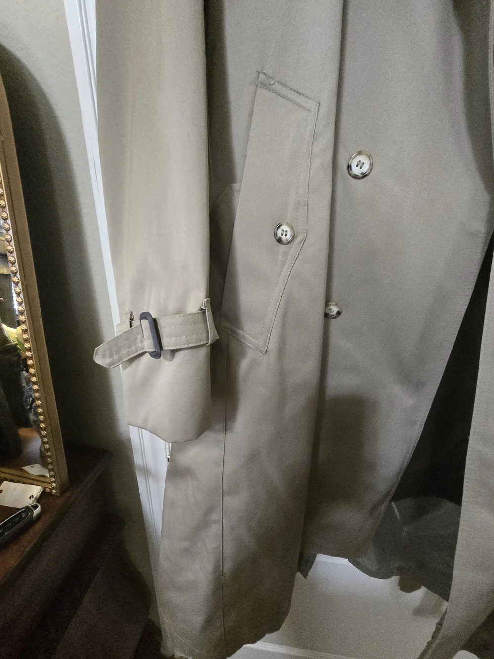 Stafford Men's Light Beige Double-Breasted Trench Coat